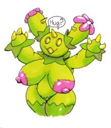 big_breasts breasts featureless_crotch female flora_fauna maractus nintendo pokemon pokemon_(species) pokemon_focus slightly_chubby speech_bubble thespanker_(artist) thick_thighs video_games wide_hips