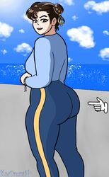 animated brown_eyes brown_hair butt butt_focus chun-li fingers hips huge_butt huge_thighs leggings legs looking_back mp4 no_sound poking_ass smiling street_fighter street_fighter_iv street_fighter_v thick_ass thick_thighs tight_clothing tight_pants video viewed_from_behind wide_hips yoga_pants