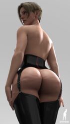 1girls 3d ass blonde_hair dat_ass female female_only iq_(rainbow_six) latex latex_stockings rainbow_six rainbow_six_siege solo standing steps3d stockings tom_clancy ubisoft