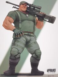 bara bulge clothing flaccid fully_clothed gun kuki1210 male male_only soldier solo solo_male weapon