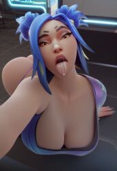 1girls 3d ai_generated big_ass big_breasts blue_hair breasts brown_eyes female neon_(valorant) open_mouth riot_games solo solo_female solo_focus tagme tongue tongue_out twintails two_tone_hair valorant