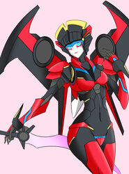 1girls alien alien_girl blue_eyes boobs breasts crotch_plate curvaceous curves curvy curvy_body curvy_female curvy_figure curvy_hips female female_only hasbro machine pink_background robot robot_girl simple_background small_breasts solo solo_focus tits transformers trigger_(artist) windblade wings