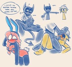 animal_humanoid bunnysuit face_fucking fur fur_breasts fur_thick_thighs furry gijinka gray_(sprunki) gun headshot incredibox_mod oc sprunki tunner_(sprunki)