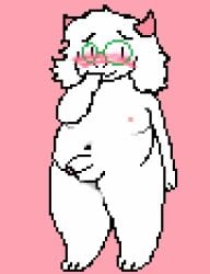 1boy 1male animated anthro blush bovid caprine chubby deltarune embarrassed genitals looking_at_viewer male male_only mammal penis ralsei ralsei_with_white_fur simple_background slightly_chubby solo standing surette_(artist) throbbing throbbing_penis undertale_(series)