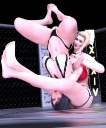 3d barefoot catfight efudeea final_fantasy final_fantasy_vii headscissor piledriver_position ryona scarlet_(ffvii) tifa_lockhart wrestling wrestling_femdom wrestling_ring wrestlingryona