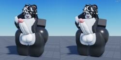 3d :p balls baseplate big_ass big_penis dripping_precum furry hard_cock huge_cock male male_only miljkfarts_(artist) milky_(miljkfarts) penis roblox robloxian skunk skunk_ears skunk_tail solo thicc_thighs