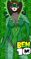 1_eye 1girls alien alien_girl ben_10 ben_tennyson black_lipstick blindfold bodysuit braid breasts cleavage female female_ben female_focus female_only florauna green_eyes large_breasts long_hair maudxie mtf_transformation omnitrix plant_girl plant_transformation rule_63 sex_transformation solo solo_female solo_focus transformation wildvine