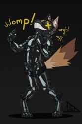 2024 anthro biped canid canine clothing fox furry goo_transformation hi_res latex latex_clothing latex_skinsuit lukst male mammal permagrin skinsuit slim_anthro slim_male slim_sub solo submissive submissive_anthro submissive_male tight_clothing transformation