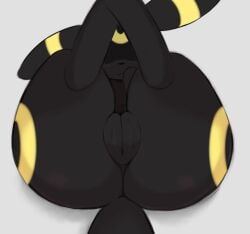 arteficialtrees ass eeveelution female feral generation_2_pokemon genitals legs_up lying nintendo on_back plump_labia pokemon pokemon_(species) presenting presenting_hindquarters pussy rear_view simple_background solo thick_thighs umbreon white_background