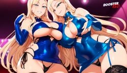 ai_generated bare_shoulders blonde_hair blue_eyes bodycon boosterred99 bridal_gauntlets cameltoe cleavage clothing_cutout covered_navel covered_nipples cutout dress female female_only kurashiki_reika kurashiki_reina large_breasts latex_panties long_hair pony_diffusion_xl post-timeskip saimin_seishidou seductive seductive_look seductive_smile sexy_pose shiny_clothes side-tie_panties side_locks sideboob skirt solo stockings underboob voluptuous voluptuous_female