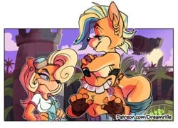 1boy 2girls anthro breasts butt coco_bandicoot crash_(series) escopeto fake_crash female fur furry hips male nude_female pirate_tawna smug tawna_bandicoot tawna_bandicoot_(crash_4) thighs topless