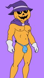 1male atlus balls_outline bara bluebowporn cape drawfag drawthread_request gloves hat humanoid jack-o'-lantern male male_focus male_nipples male_only male_thong masculine megami_tensei muscles muscular muscular_male non-human pecs penis_outline plant_humanoid pumpkin pumpkin_head pyro_jack_(megami_tensei) shin_megami_tensei thong traced