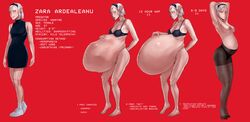 absorption_vore belly belly_button blue_eyes elf english_text female female_pred head_band lingerie navel outie_navel pointy_ears post_vore pregnant progression short_hair solo_female unbirthing unf0cused vampire veiny_belly vore white_hair zara