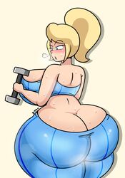 1girls ass ass_cleavage ass_focus big_ass big_breasts bimbo blonde_hair breasts bubble_butt butt_crack cleavage daisy-pink71 exercise fat_ass female female_only full_of_gas giant_ass huge_breasts huge_thighs hyper hyper_ass leggings massive_ass massive_breasts metroid milf musky nintendo samus_aran smelly smelly_ass solo sweat sweatdrop sweaty thick_ass thick_thighs tight_clothing undersized_clothes weights wide_hips working_out zero_suit_samus