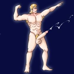 armpit_hair armpits arthur_(fire_emblem_fates) blonde_hair blonde_pubic_hair blue_eyes cum cumshot fire_emblem fire_emblem_fates flex flexing male muscle muscles muscular muscular_male pecs pythongay solo