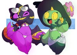 anthro banette bikini breasts chibi female flat_chest flat_chested flora_fauna gats maractus mega_banette mega_evolution nintendo pokémon_(species) pokemon small_breasts thick_thighs video_games wide_hips wink