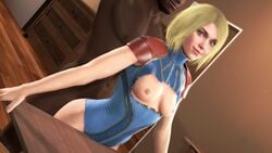 3d 3d_(artwork) almightybeastoverlord areolae ass blonde_hair blue_eyes breasts breasts_exposed dark-skinned_male dark_skin dc dc_comics happy happy_sex injustice_2 interracial kara_zor-el leotard nipples sfm smile standing standing_sex supergirl superheroine torn_clothes