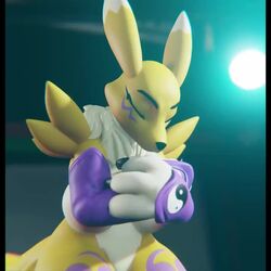 1girls 3d animated anthro big_breasts boobsgames breasts digimon explosion exposed_breasts female female_only large_breasts mp4 renamon solo solo_female sound tagme video what