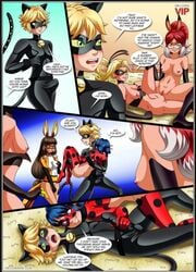 1boy 2d 2d_(artwork) 4girls abeja_reina adrien_agreste alya_cesaire bbmbbf breasts cat_noir chloe_bourgeois comic comic_page dialogue english_text erection erection_under_clothes female hetero ladybug_(character) lila_rossi male marinette_dupain-cheng miraculous:_tales_of_ladybug_and_cat_noir miraculous_ladybug multiple_girls nipples nude palcomix palcomixvip.com penis queen_bee_(character) rena_rouge speech_bubble straight tagme text tribadism volpina yuri