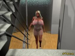 3d 3rd-art animated babes_(3rd-art) big_breasts female_only fishnet_bodysuit masturbation mp4 sound tanline tanlines video white_hair