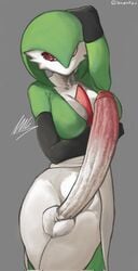 1futa arms_up balls big_breasts bottomless breasts clothed clothing elbow_gloves erection futa_gardevoir futa_only futanari gardevoir gloves huge_cock humanoid khentaiu long_penis nintendo partially_clothed penis pokémon_(species) pokemon pokemon_(species) pokemon_rse solo