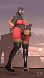 1futa 3d animated balls big_balls big_breasts big_penis breasts clothed clothing fempyro futa_only futanari gas_mask half-closed_eyes latex masturbation no_sound penis pyro pyro_(team_fortress_2) solo standing tappysfm team_fortress_2 testicles valve video