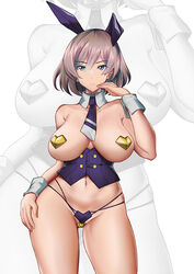 1girls 2021 alternate_version_available bare_shoulders big_breasts breasts bunny_ears closed_mouth covered_nipples cyan_eyes female female_focus female_only hand_on_own_thigh hand_on_thigh heart_pasties looking_at_viewer mouth_closed mujina necktie nipple_pasties no_bra partially_clothed pasties persocon93 pussy_pasty short_hair simple_background solo solo_female solo_focus ssss.dynazenon standing thick_thighs thighs white_background white_wrist_cuffs wrist_cuffs yellow_heart_pasties yellow_pasties