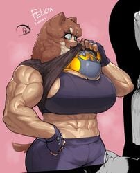 1girls abs anthro breasts cleavage felicia_(krekk0v) female huge_breasts krekk0v krekkball muscles muscular muscular_female original solo