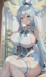 1girls ai_generated aqua_(konosuba) blue_hair female female_only huge_breasts kono_subarashii_sekai_ni_shukufuku_wo! solo stable_diffusion thick_thighs wide_hips yo_dayo_(ai)