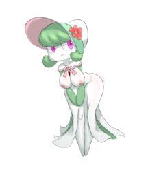 2021 anthro big_breasts breasts dress fashionable_style_gardevoir female female_focus female_only gardevoir green_hair hat lickagoat nintendo nipples pink_eyes pink_nipples pokémon_(species) pokemon pokemon_(species) pokephilia showing_breasts smile thick_ass thick_thighs thighs white_skin