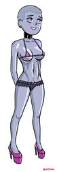 1girls bob_fortuna breasts cartoon_network female female_only grey_skin hbo_max heels infinity_train lake_(infinity_train) makeup shaved_head solo solo_female white_background