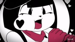 2d 2d_animation animated black_hair bonbon_(derpixon) cleavage derpixon fellatio_gesture female mime mime_and_dash original_character sexually_suggestive suggestive_gesture