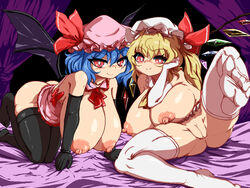 alternate_breast_size flandre_scarlet huge_breasts large_breasts misudoasuk remilia_scarlet sisters tagme touhou vampire