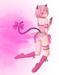 1girls animal_ears blush bow cat_bell cat_ears cat_tail embarrassed fart fart_cloud fart_fetish farting female female_only gloves looking_back nekomimi panties pink_eyes pink_hair ragi_fart_(artist) short_hair solo_female strawberry_panties tail white_background