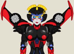 1girls alien alien_girl big_breasts black_body blue_eyes breasts busty female female_only looking_at_viewer machine nipples nobleseven20 pixel_art red_lips red_lipstick red_nipples robot robot_girl simple_background solo transformers transformers_robots_in_disguise_(2015) windblade wings