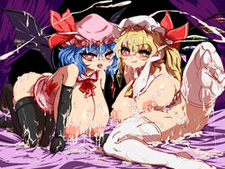 alternate_breast_size bukkake cum cum_everywhere cum_in_mouth cum_on_ass cum_on_breasts cum_on_feet cum_on_pussy flandre_scarlet huge_breasts large_breasts misudoasuk remilia_scarlet sisters tagme touhou vampire