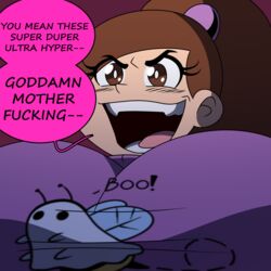 1girls alternate_breast_size comic disney disney_channel english_text female female_only frostbiteboi gravity_falls huge_breasts mabel_pines meme oh_these?_(meme) solo straight_hair text thicc-verse