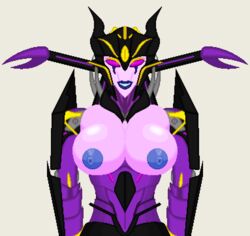 1girls airachnid alien alien_girl big_breasts blue_lips blue_lipstick blue_nipples breasts busty female female_only machine nipples nobleseven20 pink_body purple_eyes robot robot_girl simple_background solo solo_female transformers transformers_prime