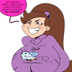 1girls alternate_breast_size comic disney disney_channel english_text female female_only frostbiteboi gravity_falls huge_breasts mabel_pines meme oh_these?_(meme) solo straight_hair text thicc-verse