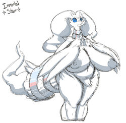 breasts female furry game_freak huge_breasts immortalstar legendary_pokémon nintendo pokémon_(species) pokemon pokemon_bw reshiram slightly_chubby source_request thick_thighs video_games wide_hips year_request