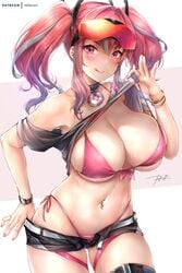 azur_lane beauty_mark belly_piercing big_ass big_breasts blushing_at_viewer bra bremerton_(azur_lane) choker cleavage clothed clothing crop_top flashing goggles_on_head hair_ornament highleg_panties midriff mole_on_breast mole_under_eye necklace off_shoulder panties pants_pull pink_eyes pink_hair pulling_down_pants rei_kun revealing_clothes seductive shirt_lift short_shorts shorts skimpy skimpy_clothes smile smiling smiling_at_viewer spaghetti_strap tagme thick_thighs thigh_gap thighhighs thin_waist thong tongue_out two_tone_hair unzipped_shorts wide_hips