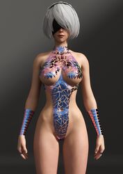 1girls 3d baritatsu black_tape_project breasts female female_only large_breasts nier nier:_automata no_artist_signature shard_bikini solo yorha_2b