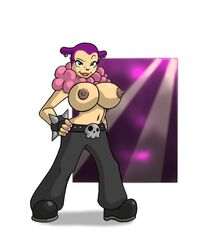 barbara_the_bat belt breasts daigasso_band_brothers female female_only hands_on_hips lordstevie nintendo nipples pants purple_fur solo standing tagme