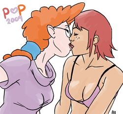 2009 2girls crossover disney disney_channel female iron_man_armored_adventures kissing marvel marvel_comics multiple_girls pepper_ann pepper_ann_pearson pepper_potts pop straight_hair toon_disney white_background yuri