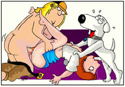 anthro ass brian_griffin chris_griffin clothing dog family_guy fellatio female human interspecies lois_griffin male mother_and_son necron99 nude pale_skin pants pants_down penis sex side_view straight topless zoophilia