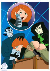 1boy 2girls arabatos disney dr._drakken female human kim_possible kimberly_ann_possible male multiple_girls penis pussy shego straight straight_hair tagme