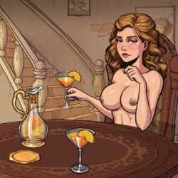 2d alcohol alcoholic_drink breasts brown_hair cocktail cocktail_glass drunk exhibitionism female gryffindor harry_potter headmaster's_office hermione_granger hogwarts hogwarts_student human innocent_witches nipples nude nude_female pitcher sad_crab scerg schoolgirl siserg witch