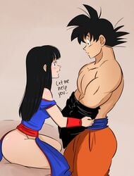 chichi comic couple curvy_female dragon_ball dragon_ball_z goku gokutrash husband_and_wife male/female mini_comic muscular_male panties saiyan son_goku string_panties thick_thighs thong