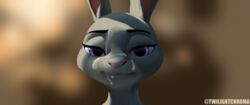 absurd_res anthro bodily_fluids bored cum cum_in_mouth cum_inside cum_on_face digital_media_(artwork) disney female fur genital_fluids grey_body grey_fur hi_res judy_hopps lagomorph leporid light looking_at_viewer mammal nude purple_eyes rabbit simple_background solo sunlight twilightchroma zootopia