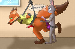 anal anal_sex anthro bondage bound canid canine clothing comic dildo disney dominant dominant_female duo equid equine female flat_chest fox gag gagged horse judy_hopps lagomorph leporid male male/female male_penetrated mammal nanori-chan nick_wilde pegging penetration rabbit sex sex_toy sex_toy_in_ass sex_toy_insertion sex_toy_penetration strap-on strapon submissive submissive_male toying toying_partner zootopia